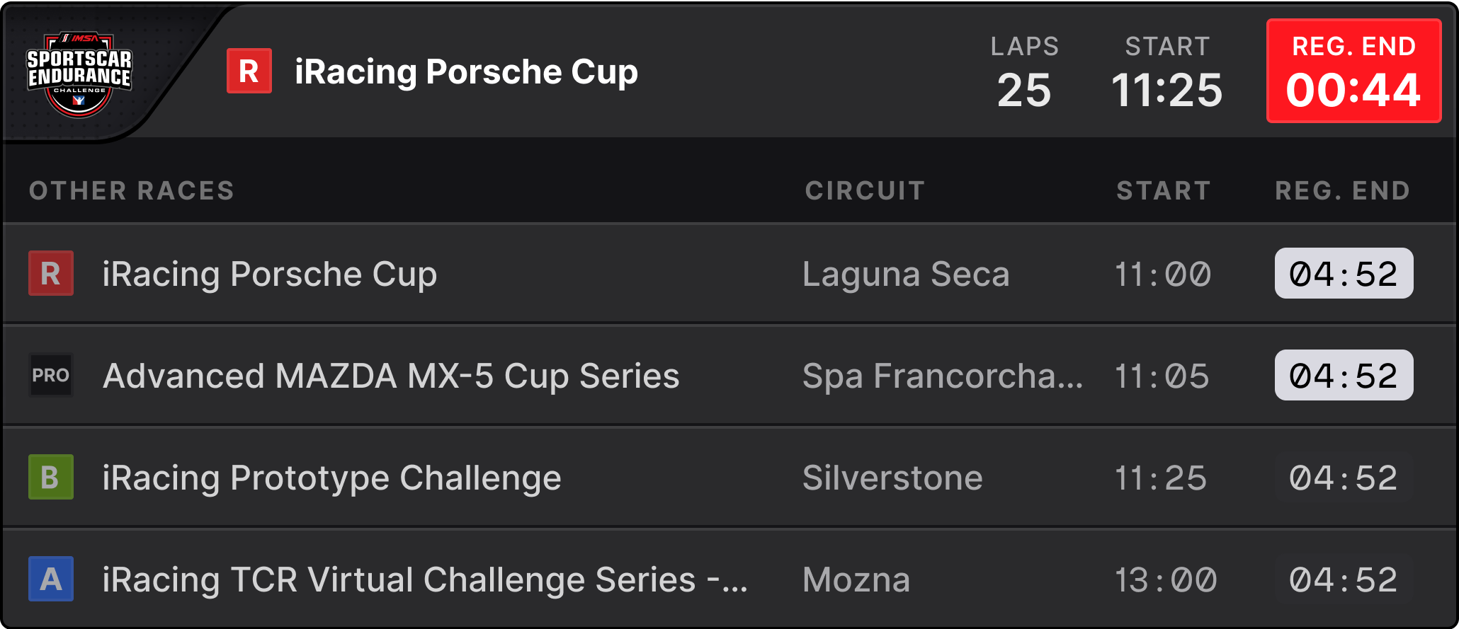 Race Schedule Race Schedule